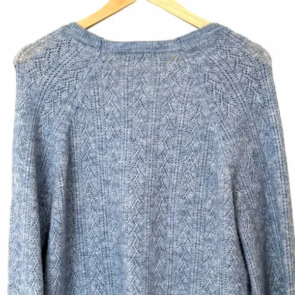 BODEN Pointelle Long Sleeve Cardigan Sweater Blue, Size 8 - Picture 10 of 14